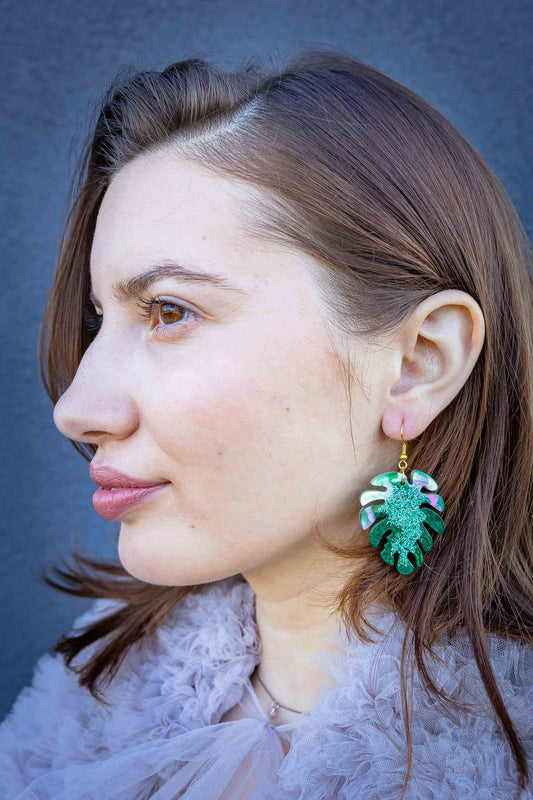 Emerald Leaf Earrings